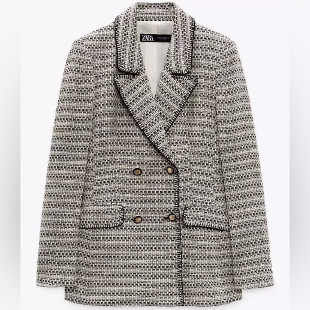 Zara tweed double breasted blazer